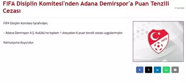 FIFA'dan Türk kulübüne bir şok daha